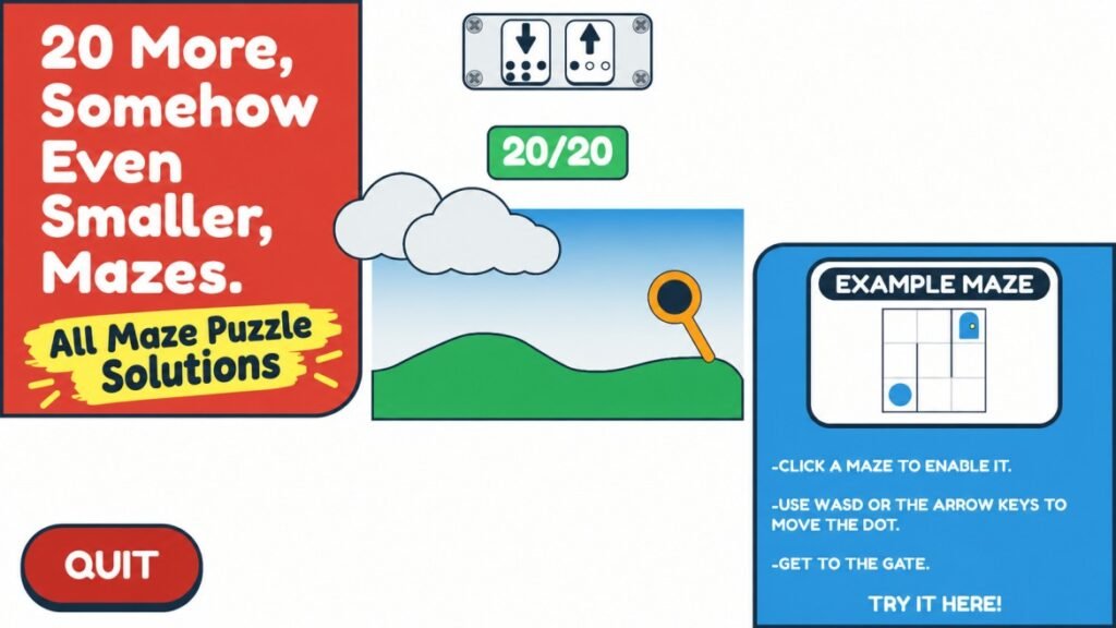 All Puzzle Solutions - 20 More, Somehow Even Smaller, Mazes