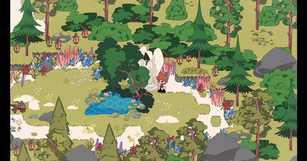 find the statue beside the lake
