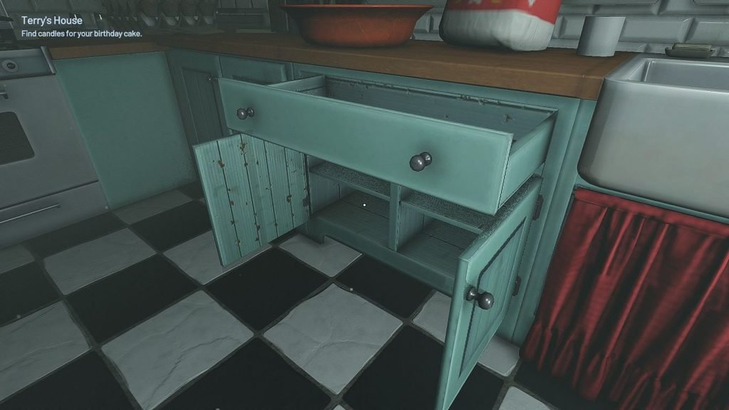 Open the kitchen cabinets
